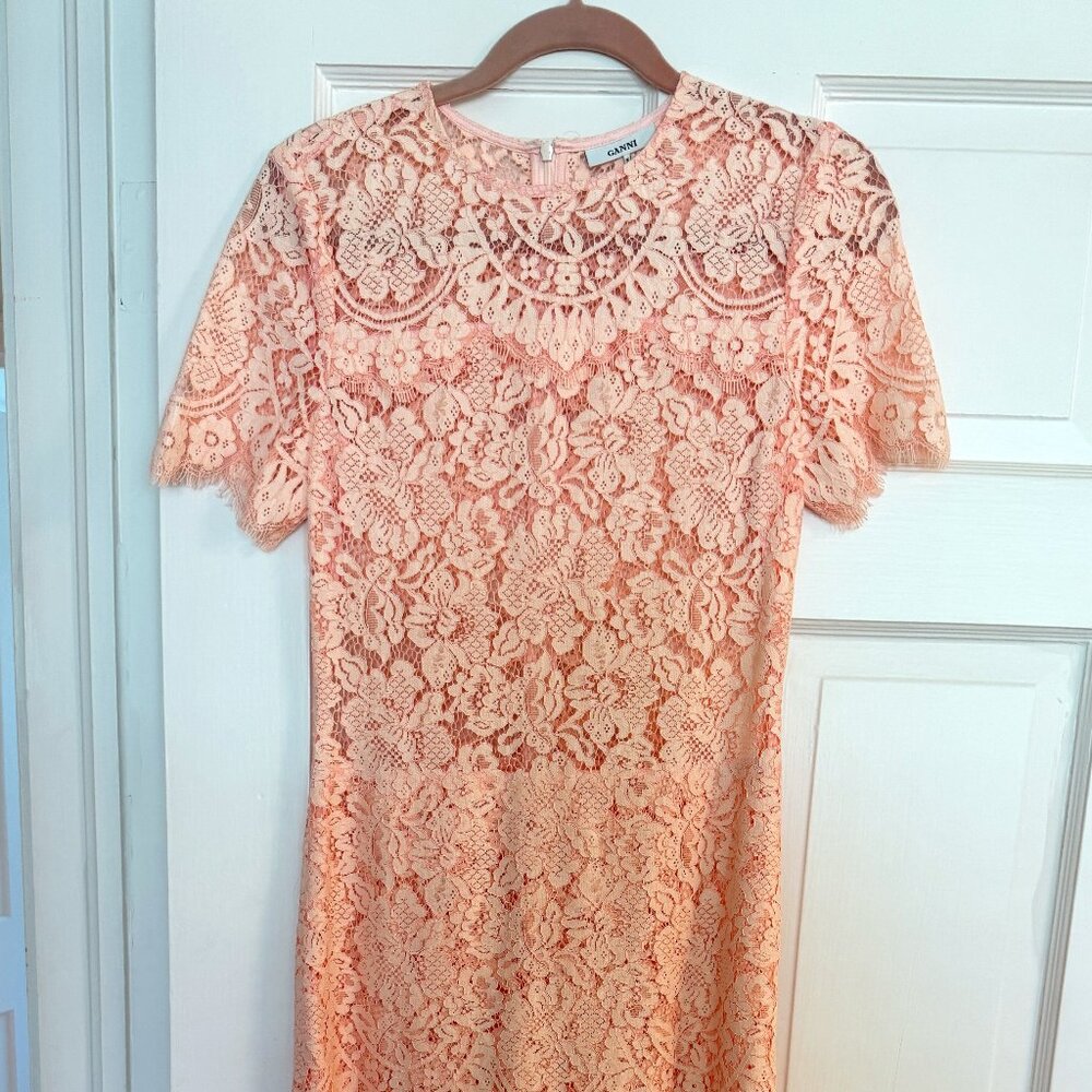 Ganni Duval Corded Lace Midi Dress – Size 34